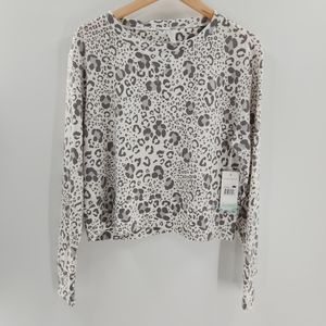 Balance Collection Dylan Micro Chip Leopard Longsleeve Sweatshirt Womens Large